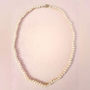 JEWELRY - Vintage Pearl Necklace 25.5 Inches with Fish Hook Clasp